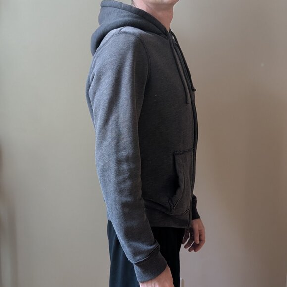Hollister Men’s Jersey Fleece Lined Zip Up Hoodie Jacket Gray Long Sleeve Soft - Picture 2 of 10